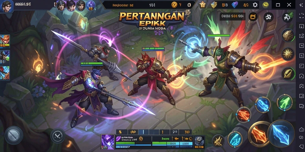 Tangkapan layar dari gameplay seru 666I yang menampilkan pertarungan MOBA.