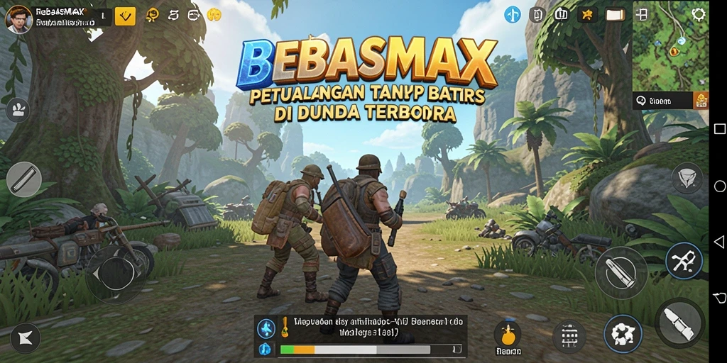 Tangkapan layar gameplay BEBASMAX di dunia terbuka yang menakjubkan.