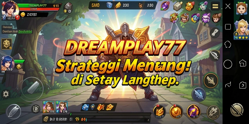 Tangkapan layar utama gameplay DREAMPLAY77 menampilkan pertempuran strategis yang intens.