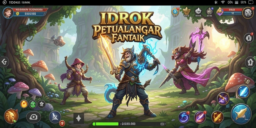 Tangkapan layar utama <strong>IDROK</strong> menampilkan aksi seru dalam pertarungan RPG.