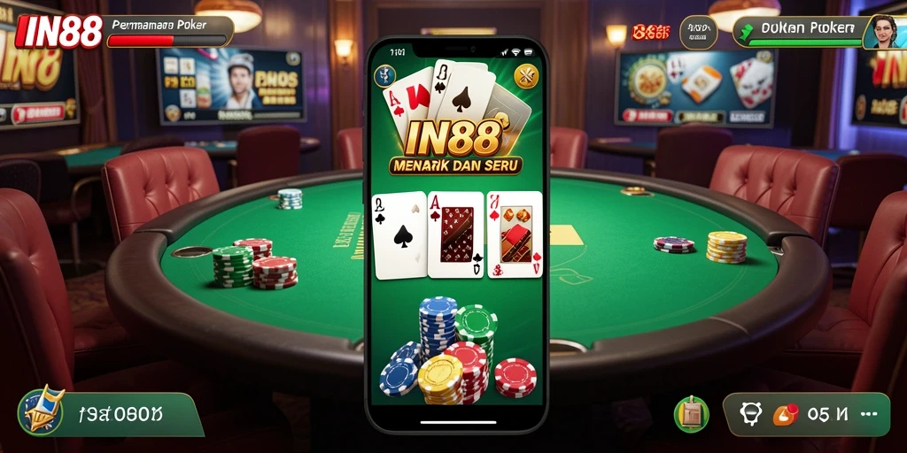 Tampilan utama gameplay Poker di IN88 yang penuh aksi.