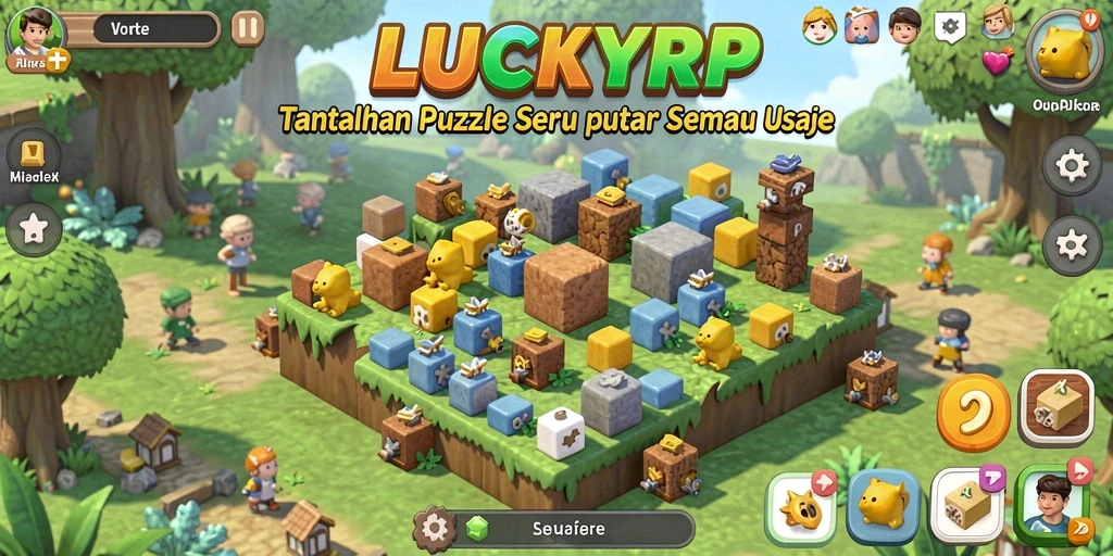 Screenshot gameplay LUCKYRP menunjukkan tantangan puzzle yang menarik dan beragam.