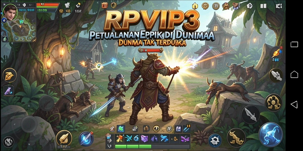 Tangkapan layar utama RPVIP3 menampilkan aksi seru dalam petualangan.