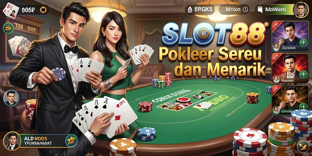 Screenshot SLOT88 menampilkan aksi seru di meja Poker.