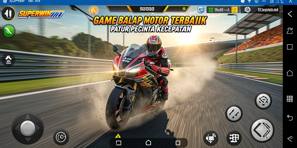Screenshot gameplay SUPERWIN777 menampilkan balapan motor yang mendebarkan dan visual yang menakjubkan.