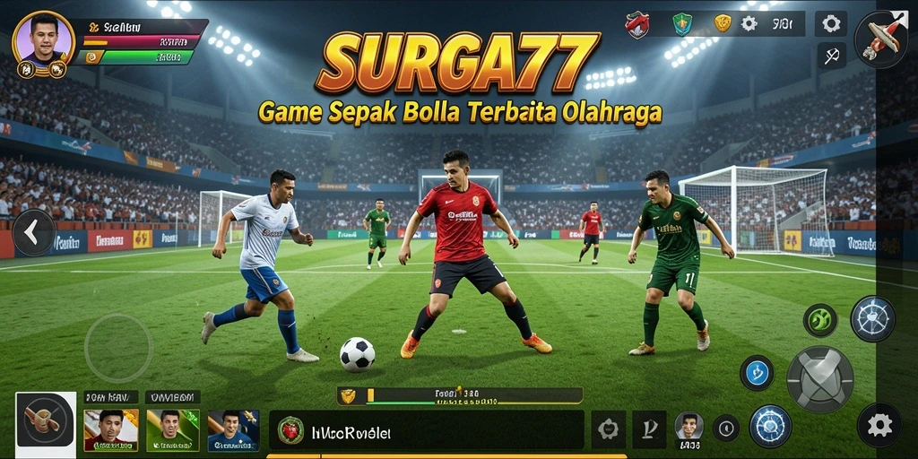 Tangkapan layar SURGA77 menunjukkan momen mendebarkan dalam pertandingan sepak bola.