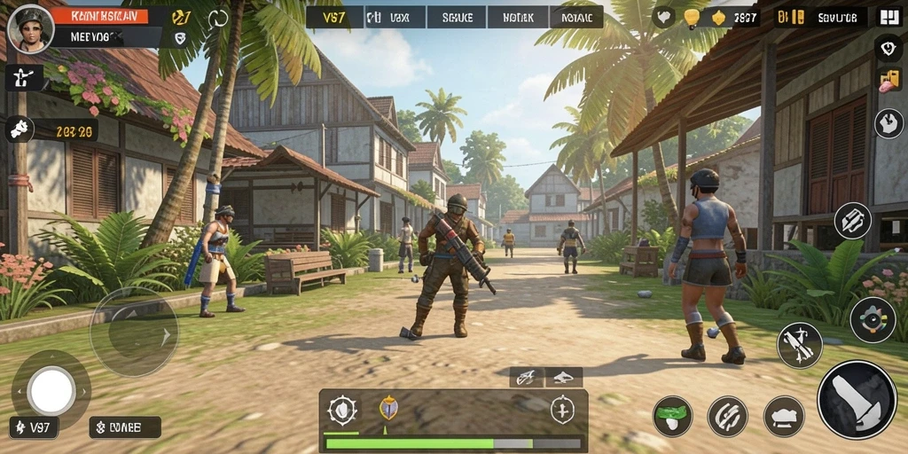 Tampilan gameplay V87 yang realistis dan interaktif dalam simulasi kehidupan.