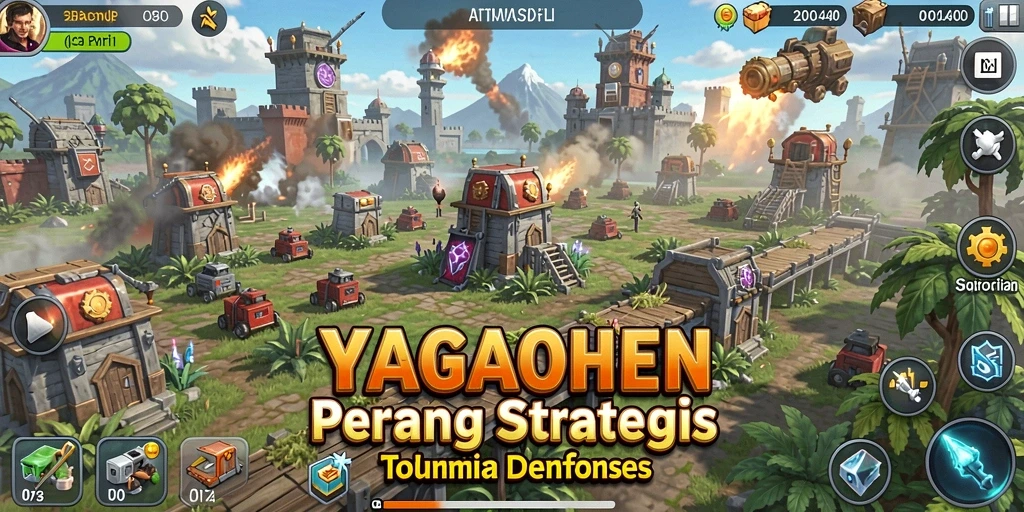 Tampilan menarik dari gameplay YAGAOHEN dalam pertahanan menara.